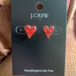 JCrew Crystal Heart Stud Earrings